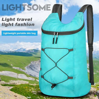 levayhill 16L Foldable Hiking Backpack,Small Packable Daypack,Lake Blue | Lightweight ,Outdoor Collapsible Rucksack,Ultralight Folding Back Pack, Water Repellent, Men Women Travel Gym, Easy Carry-on - color: Lake Blue