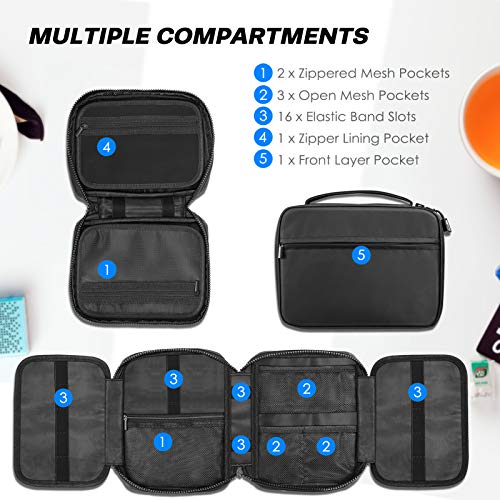Fintie Watch Band Storage Bag Organizer, Travel Replacement Wrist Straps Carrying Case Pouch for Smartwatch Bands, Pin, Cable, Cases Accessories, Black