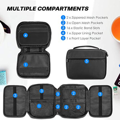 Fintie Watch Band Storage Bag Organizer, Travel Replacement Wrist Straps Carrying Case Pouch for Smartwatch Bands, Pin, Cable, Cases Accessories, Black