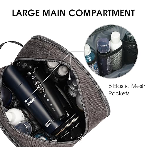 WANDF Travel Toiletry Bag for Men Large Toiletries Shaving Bag Water Resistant Hanging Dopp Kit Travel Accessories Bag for Women Men (Dark Grey) - color: Dark Grey