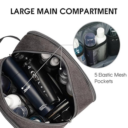 WANDF Travel Toiletry Bag for Men Large Toiletries Shaving Bag Water Resistant Hanging Dopp Kit Travel Accessories Bag for Women Men (Dark Grey) - color: Dark Grey