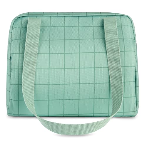 PackIt(R) Freezable Hampton Lunch Bag, Sports Grid Sage, Built with EcoFreeze(R) Technology, Collapsible, Reusable, Zip Closure with Front Pocket and Shoulder Straps, Designed for Fresh Office Lunches - color: Sports Grid Sage