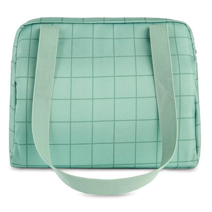 PackIt(R) Freezable Hampton Lunch Bag, Sports Grid Sage, Built with EcoFreeze(R) Technology, Collapsible, Reusable, Zip Closure with Front Pocket and Shoulder Straps, Designed for Fresh Office Lunches - color: Sports Grid Sage