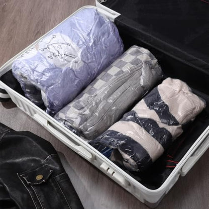 HEMOTON 9 Pcs Roll up Vacuum Compression Bags Space Saver Storage Bags for Clothing Travel Manual Seal Set with 3 Small (35x50cm) 3 Medium (40x50cm) 3 Large (40x60cm)