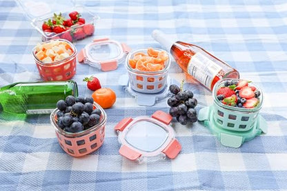 Ello Duraglass Glass Meal Prep Sets Leak-Proof Glass Food Storage Containers with Airtight BPA-Free Plastic Lids, Dishwasher, Microwave, and Freezer Safe - color: Melon