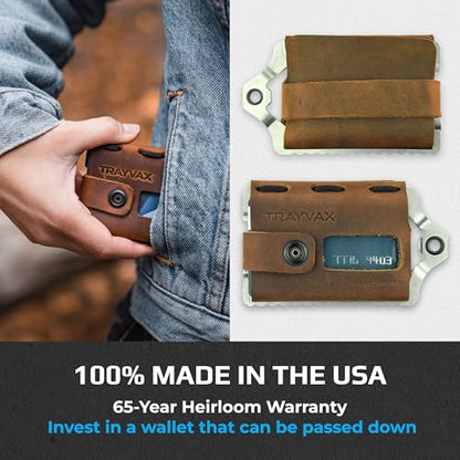 Trayvax Element Wallet, RFID Front Pocket Credit Card Holder with Money Clip, Minimalist Slim Leather Metal Wallet for Men and Women - color: Raw | Mississippi Mud