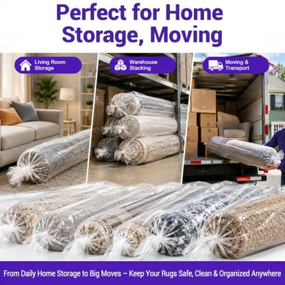 Rug Storage Bag, Fit for Rolled Rug up to 10'x 14', Large Plastic Rug Bag Clear Carpet Runner Bag Perfect for Rug Storage/Moving/Packing/Shipping and Other Foldable Large Objects - size: 10' x 14' - 1 Pack
