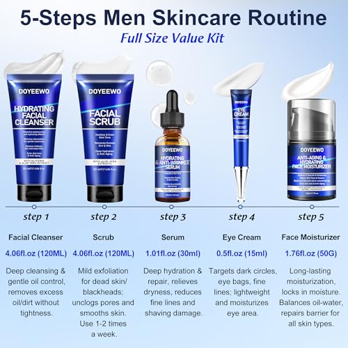 Fathers Day Gifts for Dad Husband,Skin Care for Men, Hydrate, Firm, Anti-Aging & Wrinkle Mens Self Care Facial Face Routine Kit,Birthday Valentines Gift Baskets for Young Men Him Teen Boy Boyfriend - size: Skin Care Kit