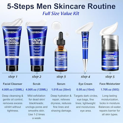 Fathers Day Gifts for Dad Husband,Skin Care for Men, Hydrate, Firm, Anti-Aging & Wrinkle Mens Self Care Facial Face Routine Kit,Birthday Valentines Gift Baskets for Young Men Him Teen Boy Boyfriend - size: Skin Care Kit