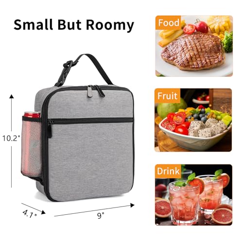Lunch Box for Women Men Adult Insulated Lunch Bag Women Men Small Reusable Lunchbox for Work Picnic Travel (Gray) - color: Gray