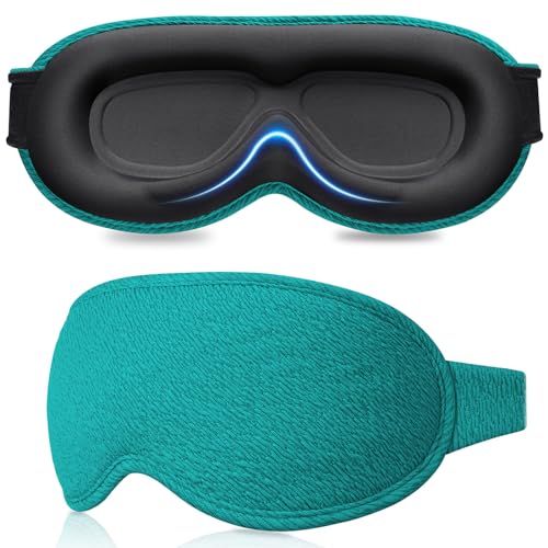 Gritin 100% Blackout Sleep Eye Mask for Women Men,Zero Eye Pressure Sleeping Mask-Ergonomic Design 3D Cutout Eye Movement and Eyelash Friendly Night Blindfold,Soft&Comfortable for Sleeping-Navy Blue - color: Navy Blue