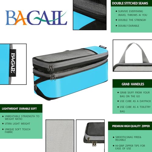 BAGAIL 4 Set/6 Set/8 Set Compression Packing Cubes Travel Accessories Expandable Packing Organizers (Half Mesh, 6-Blue) - color: 6-Blue, style: Half Mesh