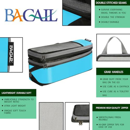 BAGAIL 4 Set/6 Set/8 Set Compression Packing Cubes Travel Accessories Expandable Packing Organizers (Half Mesh, 6-Blue) - color: 6-Blue, style: Half Mesh
