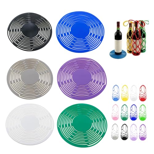 Multi-Use Silicone Storage Bag & Organizer,Multifunctional Mesh Coaster,Silicone Wine Carrier,Reusable, Foldable, Portable Coaster for Wine Bottles, Cans, Cups, Hot Dishes,and Beverages(6PCS-a) - color: 6pcs-a