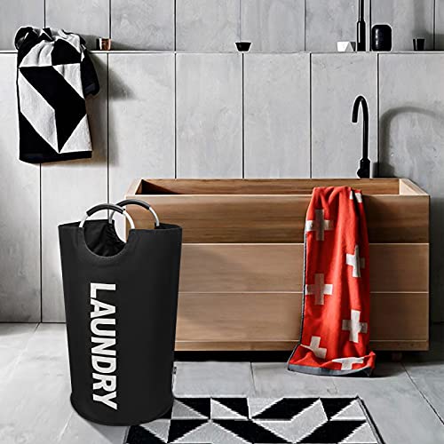 DOKEHOM 125L X-Large Laundry Basket, Collapsible Laundry Bag, Freestanding Tall Clothes Hamper, Foldable Washing Bin (Black) - color: Black, size: 125L