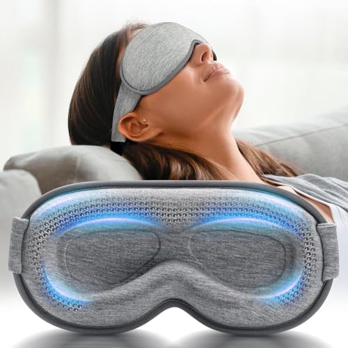 Weighted Eye Mask for Sleeping - 3D Blackout Sleep Mask for Women Men, Zero Eye Pressure, Lash-Friendly, Adjustable Strap, Airplane Travel Essentials for Long Flight & Road Trip, Meditation Mask(Gray) - color: Grey