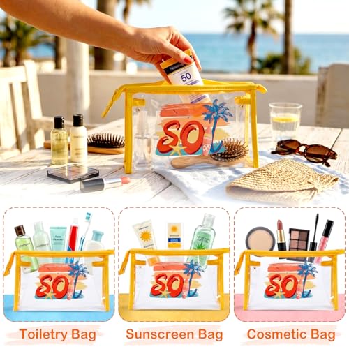 COSHAYSOO Sunscreen Bag Clear Makeup Toiletry Pouch Beach Vacation Essentials for Women Teen Girls Trip Gifts Summer Pool Travel Must Have Accessories Waterproof Stuff - color: Multi-SOL