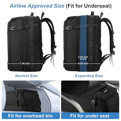 MOSISO 40L Travel Backpack for Women Men, 17-17.3 inch Expandable Extra Large Laptop Backpack Flight Approved Anti-theft, TSA Computer Daypack Bag with USB Port for Weekender Business Hiking, Black