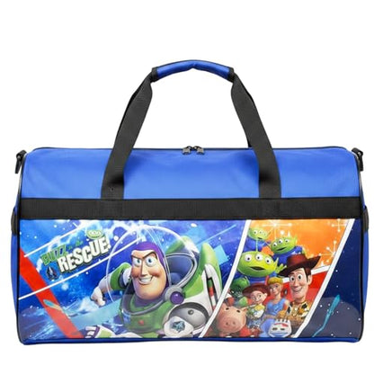 Toy Story Duffle Bag Set for Kids - Bundle of Buzz Lightyear Luggage Carry-On Suitcase Bag Plus Stickers, Water Bottle, More | Toy Story Travel Set
