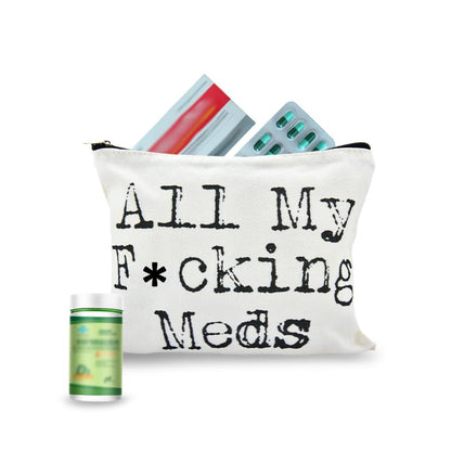 YangQian All My Fuckin Meds Bag for Women Medicine Gifts for Nurse Practitioner Patient Funny Med Bags Organizer Pouch Medicine Canvas Bag with Zipper - color: All My Fucking Meds Style1