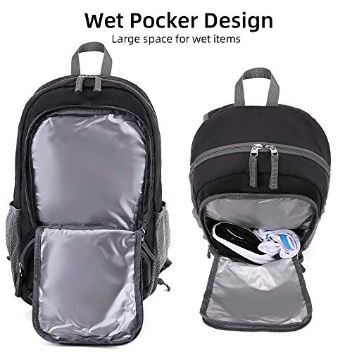 FENGDONG 35L Lightweight Foldable Waterproof Packable Travel Small Hiking Backpack Daypack for men women - color: A2-black-upgrade