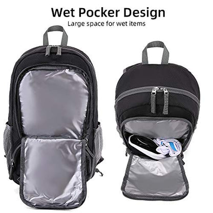 FENGDONG 35L Lightweight Foldable Waterproof Packable Travel Small Hiking Backpack Daypack for men women - color: A2-black-upgrade