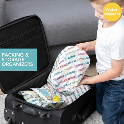 Bumkins Disney Packing Cubes and TSA Approved Pouches for Travel Bag, Organize Luggage with Compression Bags, Essential Traveling Accessories to Pack Clothes, Toiletries, 5-pc Mickey and Friends White - color: B1 Mickey Varsity-set