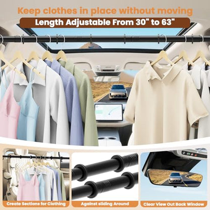 Car Hanging Accessories,Travel Hangers,Telescopic Adjustable 30-63 Inches for Compact & midsize Cars,Automotive,SUVs,Trucks,Black