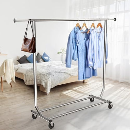 Simple Houseware Supreme Commercial Grade Clothing Garment Rack, Holds Up to 250 lbs, 50 to 75 Inches Extendable Rod, Chrome - color: Chrome, size: Commercial Grade