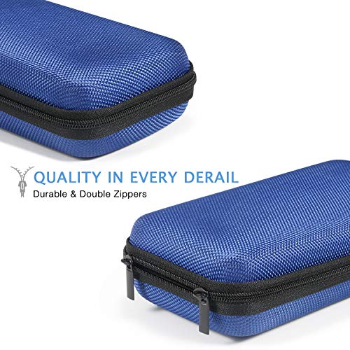 Portable Protection Hard EVA Case for External Battery, Cell Phone, GPS, Hard Drive, USB/Charging Cable, Small Carrying Bag Mesh Inner Pocket, Zipper Enclosure, Universal Travel Pouch Bag - color: Blue