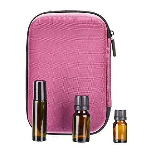 Hipiwe Hard Shell Essential Oil Carrying Case Holds 12 Bottles (Can hold 5ml, 10ml, &10ml Rollers) Travel Size Essential Oils Bag Organizer (Pink) - color: Pink