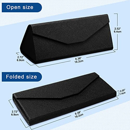 Flutesan 4 Pack Foldable Glasses Sunglasses Case PU Hard Shell Collapsible Eyeglasses Leather Case 4 Cleaning Cloths - color: Classic Color