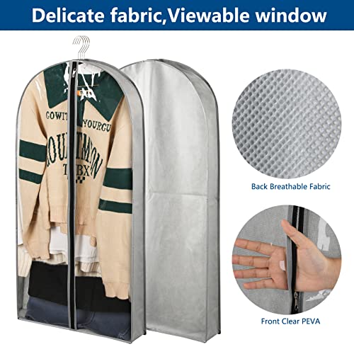 5 Pack 40" Garment Bags for Hanging Clothes Storage, Clear Suit Garment Bags with 4" Gussets for Closet Storage Travel, Plastic Protector for Coat, Jacket, Sweater, Shirts - size: 40" 5Pack