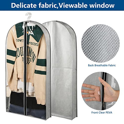 5 Pack 40" Garment Bags for Hanging Clothes Storage, Clear Suit Garment Bags with 4" Gussets for Closet Storage Travel, Plastic Protector for Coat, Jacket, Sweater, Shirts - size: 40" 5Pack