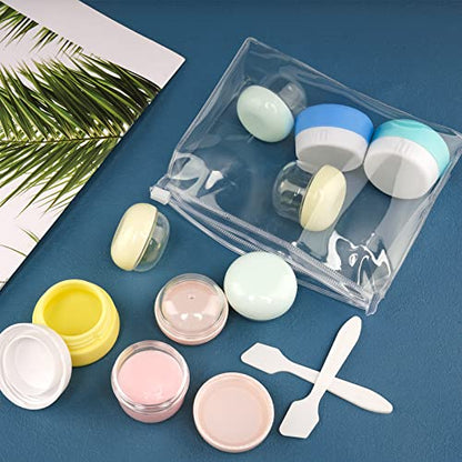 Cosywell Travel Jars for Creams 9PCS Travel Size Containers for Toiletries Cream Jars Refillable Leak-proof Travel Accessories with Lid for Lotion Cosmetic Makeup Body Cream (Plastic-6 & Silicone-3) - style: E-9 Pieces Plastic-6 & Silicone-3