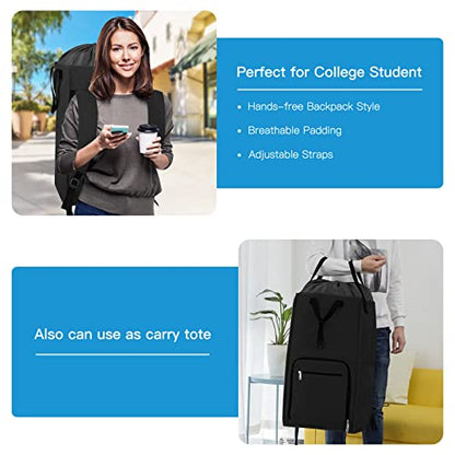 Laundry Backpack Bag, Bukere Extra Large 2 in 1 Laundry Hamper Basket for College Students Dorm Essentials, Adjustable Shoulder Straps, Freestanding Laundry Bag - color: Black