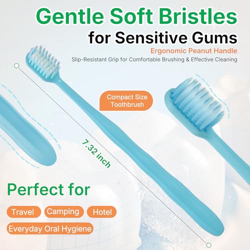 200-Pack Premium Bulk Disposable Toothbrushes, Individually Wrapped, Soft Bristles, Peanut Grip Handle for Travel, Guest Bathroom, Hotel & Emergency Kits, Family, Kids & Adults, Single Use - size: 1 Count (Pack of 200)