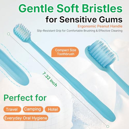 200-Pack Premium Bulk Disposable Toothbrushes, Individually Wrapped, Soft Bristles, Peanut Grip Handle for Travel, Guest Bathroom, Hotel & Emergency Kits, Family, Kids & Adults, Single Use - size: 1 Count (Pack of 200)