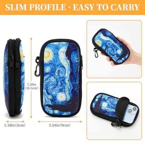 WOZEAH Double Eyeglass Case with 2 Compartments, Travel Eyewear Organizer for Two Pairs of Glasses - color: Starry Night