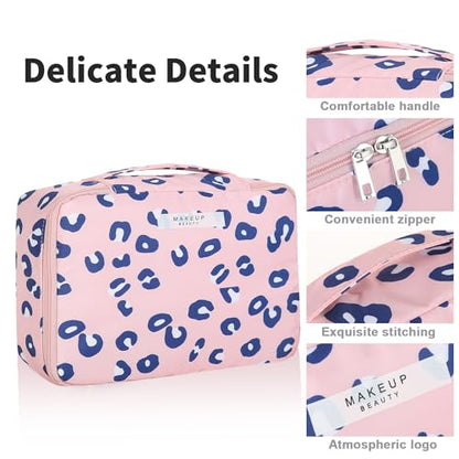 Queboom Travel Makeup Bag Cosmetic Bag Makeup Bag Toiletry bag for women and men (Pink Leopard) - color: Pink Leopard