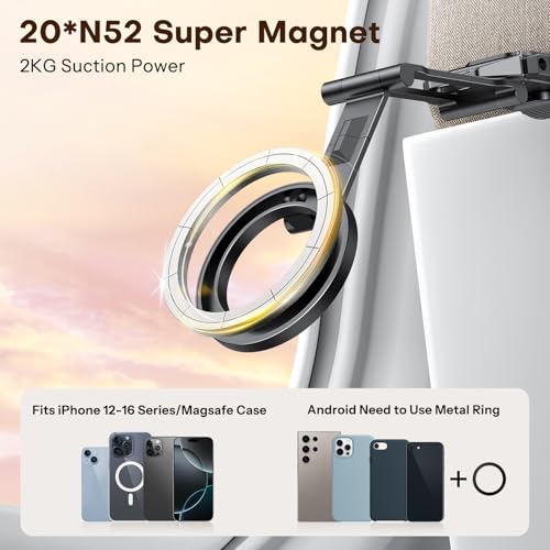 OMOTON TP02 360°Rotating for MagSafe Tripod, Adjustable Aluminum Magnetic Phone Tripod for iPhone 17/16/15/14 Pro Max Air, Foldable Cell Selfie Stick Fits Vlog, Gym, Travel Essentials, Black& Black - color: 7-Black& Black