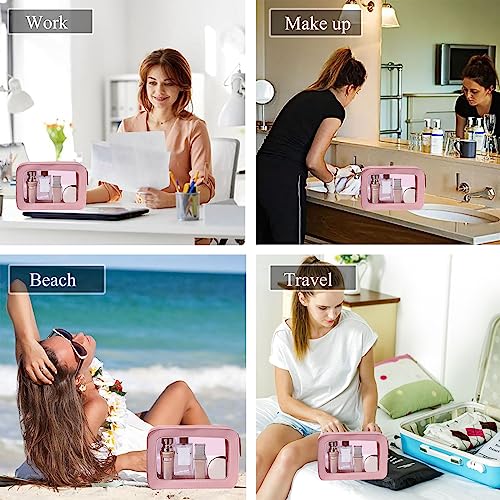 Clear and Waterproof Makeup Bag Portable Travel Cosmetic Case Organizer for Women Toiletry Pouch with Transparent Vinyl Windows & Zippers (Black) - color: Black