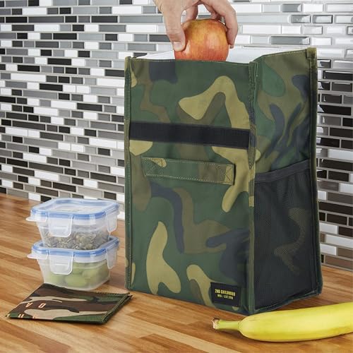 2nd Childhood Rolltop Lunch Bag for Work or School – Compact, Foldable & Low Profile Design – Insulated Reusable Bag with Handle – Slim, Durable & Stylish - 3.5L (Camo) - color: Camo