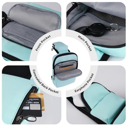 VADOO Sling Bag, Crossbody Bag with Zipper Lock, RFID Blocking & Water Resistant for Men and Women - color: Light Blue