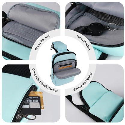 VADOO Sling Bag, Crossbody Bag with Zipper Lock, RFID Blocking & Water Resistant for Men and Women - color: Light Blue