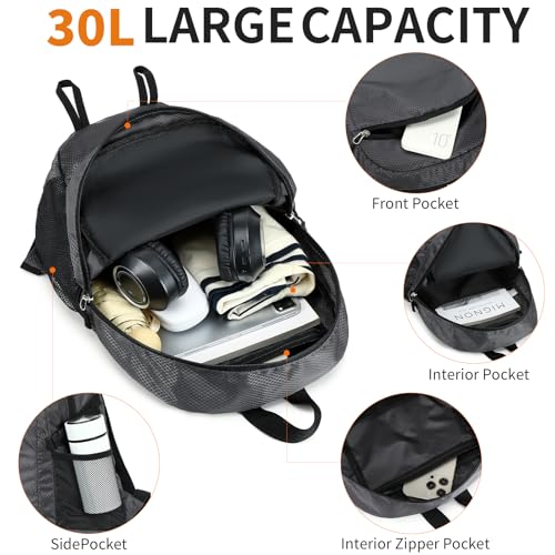 Small Hiking Backpack 35L Travel Lightweight Hiking Packable Daypack Water-Resistant Foldable Backpacks for Women Men Camping (Grey) - color: Grey, size: 35L