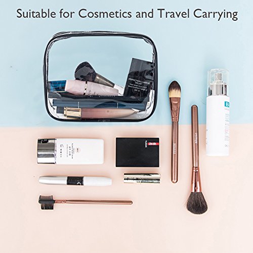 APREUTY Clear Makeup Bags, TSA Approved 6 Pcs Cosmetic Makeup Bags Set Clear PVC with Zipper Handle Portable Travel Luggage Pouch Airport Airline Vacation Organization (Black) - color: Black-6PCS (Large+Medium+Small)