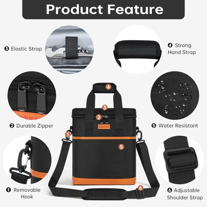 3 Bottle Wine Tote Bag with Adjustable Shoulder Strap & Handle Insulated Padded Wine Cooler Bag Portable Wine Bottle Carrying Case for Picnic, Travel, Party, BYOB