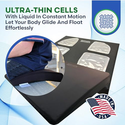 ERGO21 LiquiCell Sports Cushion - 2 Inch Thick Seat Pad for Tailbone, Hip & Lower Back Pain Relief - Ergonomic Comfort for Car, Office, Stadium & Wheelchairs- Better Than Gel, Foam or Air - size: Regular - 17W x 15.5 x 2"