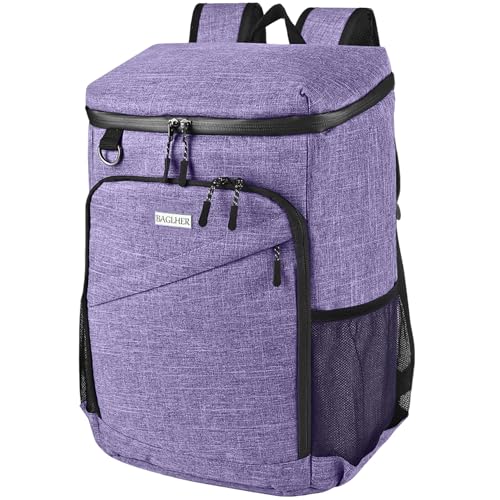 BAGLHER Lightweight Insulated Cooler Backpack - 30 Cans, Leak-Proof for Lunch, Picnic, Hiking, Camping Trips - color: purple-core